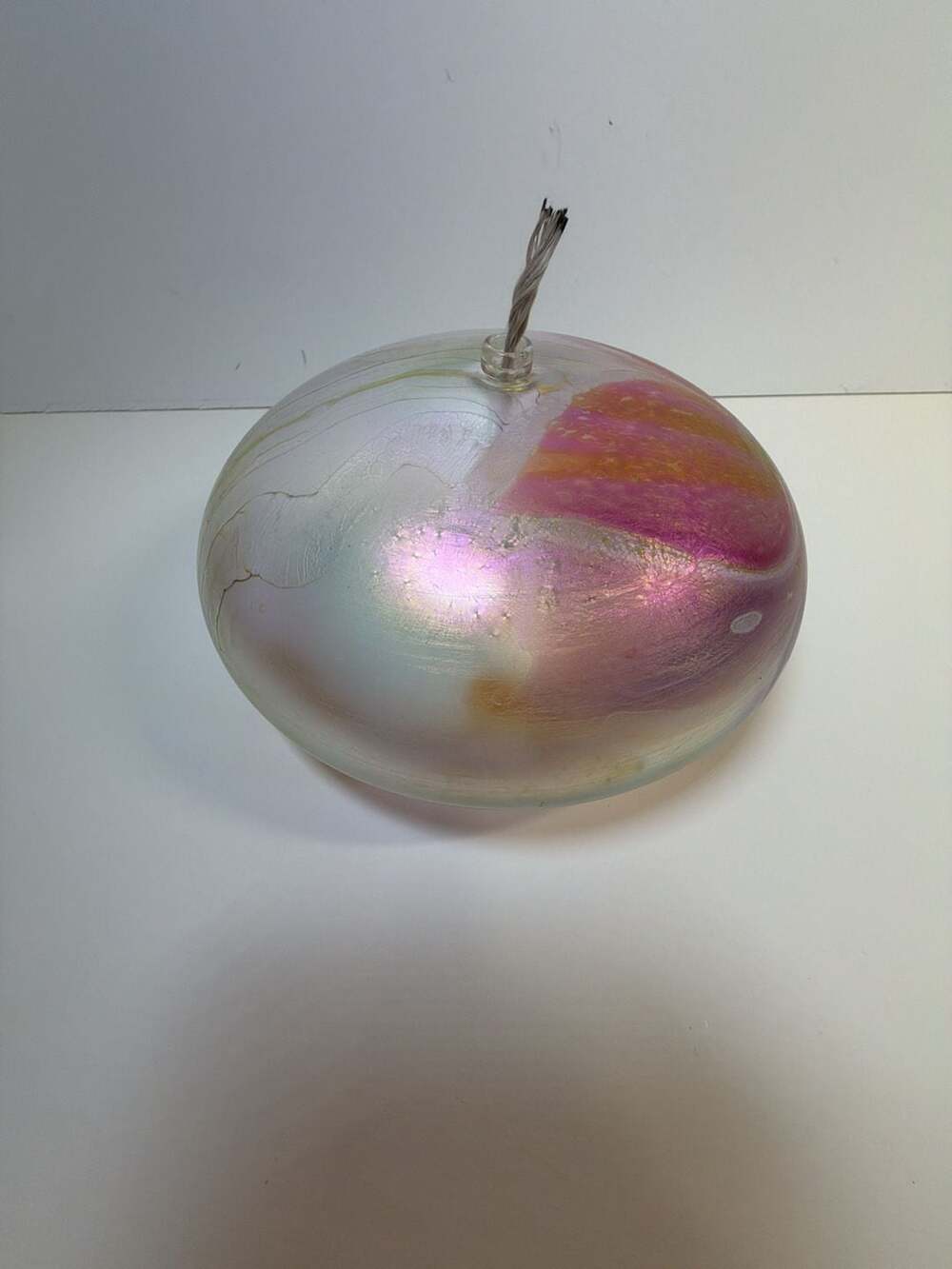 Glasshouse‎ Art Glass Iridescent Oil Lamp